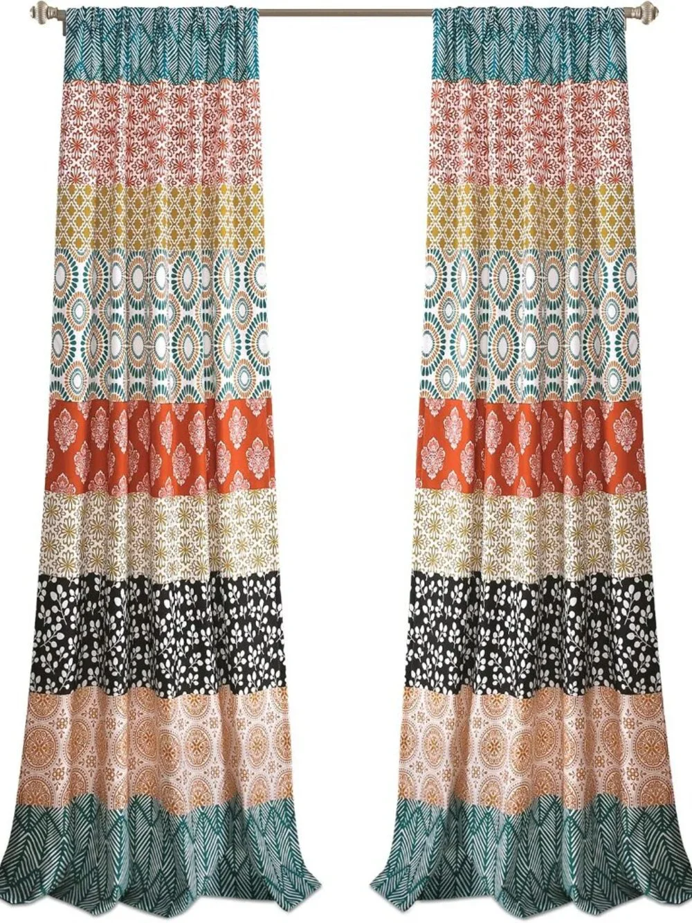 Bold Bohemian Boho Global Decor Style Pair of 2 Curtain Panels 52 x 84 NIP NEW
